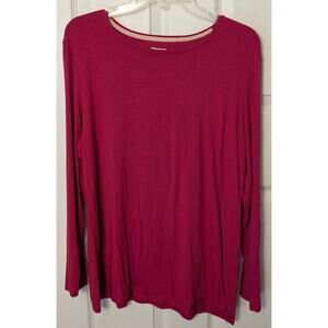 Chico's Raspberry Rose Long Sleeve 3 Shirt XL rayon Knit Tshirt Solid Top